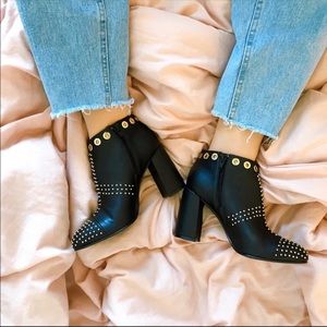 H&M Gold Studded Leather Ankle Boots